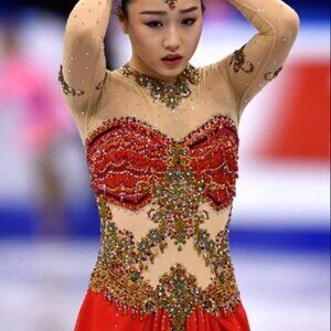 Red Ice Figure Skating Competition Dress NWT Size 10/12